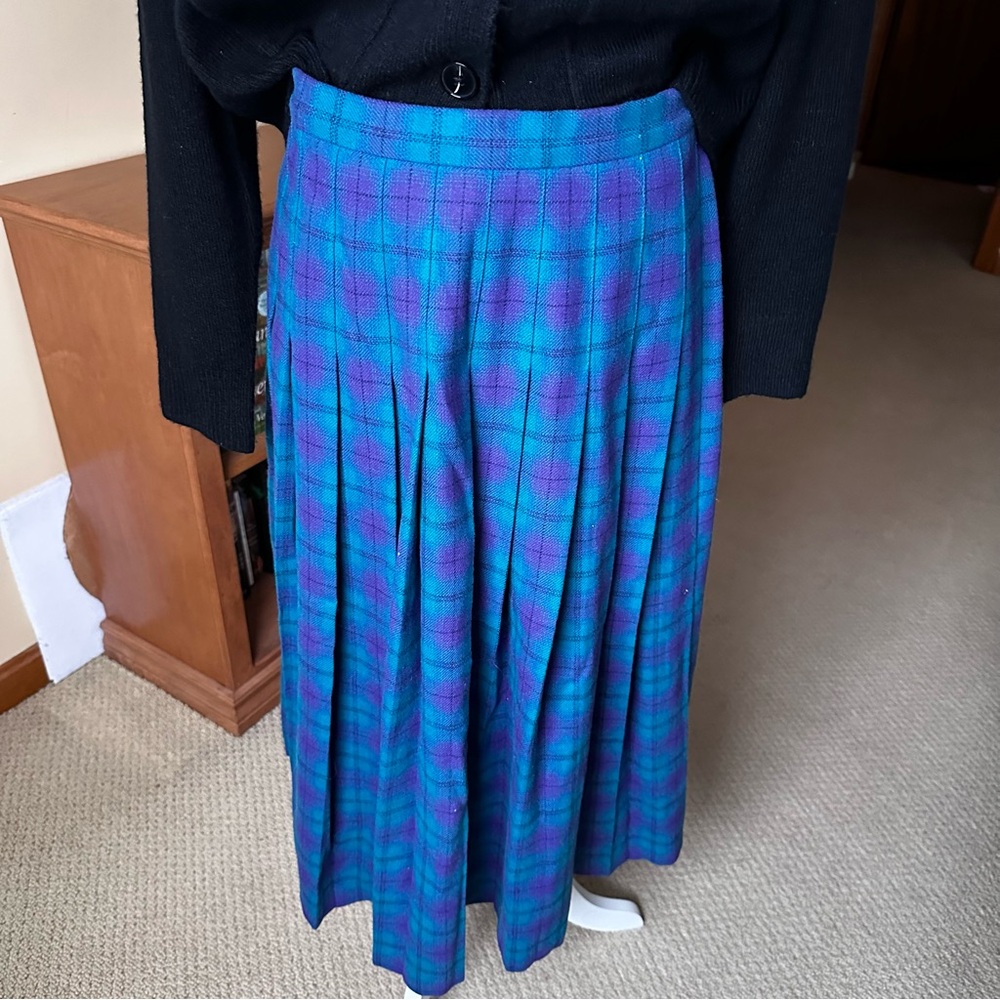 Vintage 70s‎ Pendleton Wool Plaid Blue/Green and Purple  Skirt